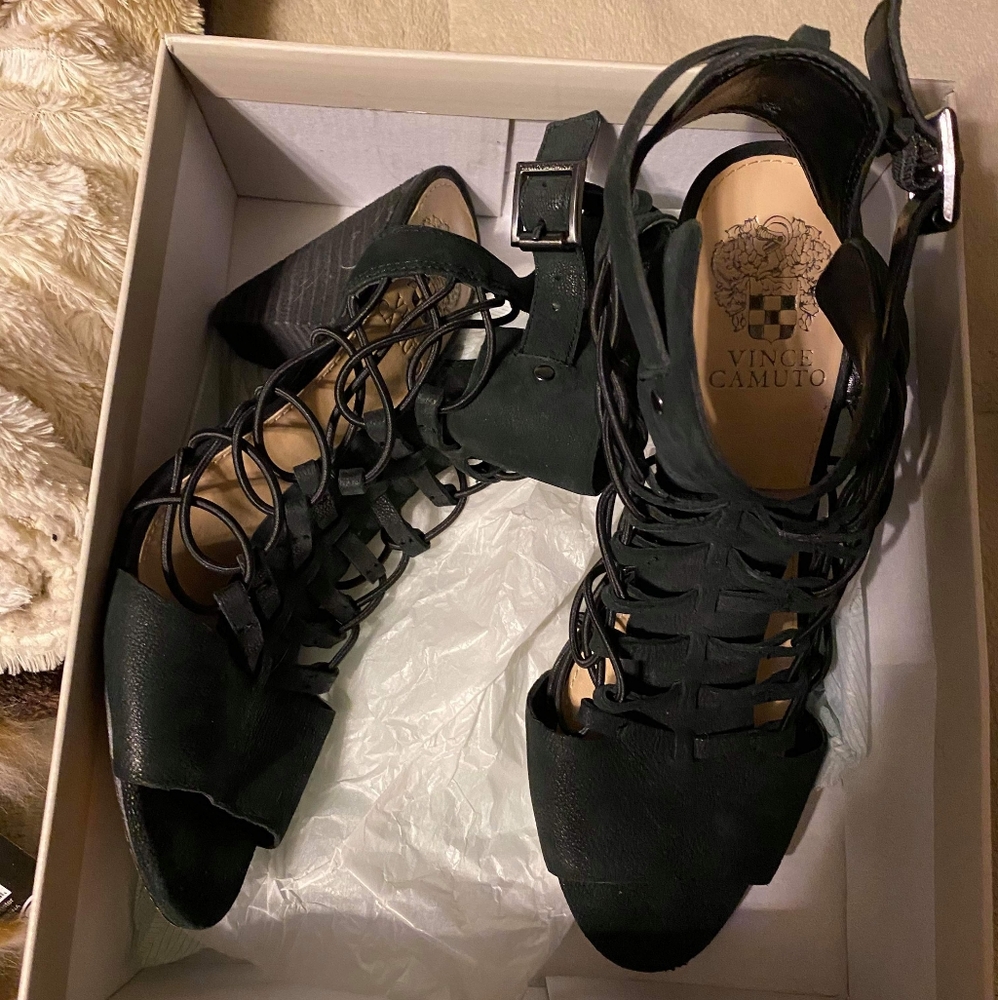 Vince Camuto Evel caged open toed leather sandals